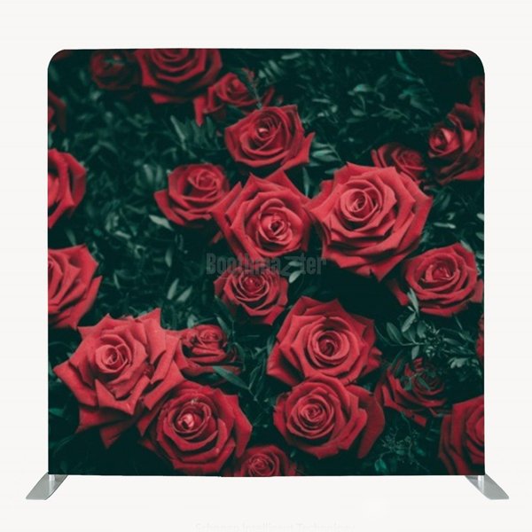 8ft x 8ft Red Rose Flower Wedding Party Pillow Tension Fabric Backdrop Only