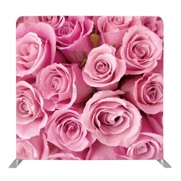 8ft x 8ft Big Pink Flowers Wedding Party Pillow Tension Fabric Backdrop Only