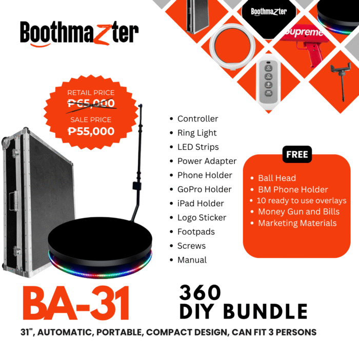 BoothMazter BM - 31" 360 Video Booth (Automatic Spin with Travel Case)