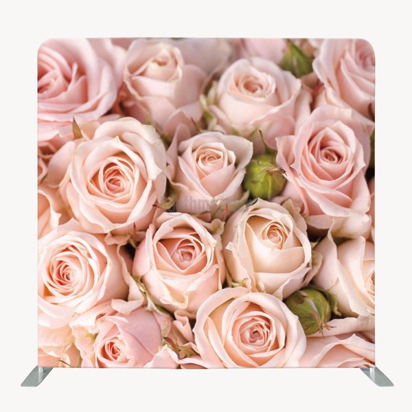8ft x 8ft Blush Pink Flower Wedding Party Pillow Tension Fabric Backdrop Only