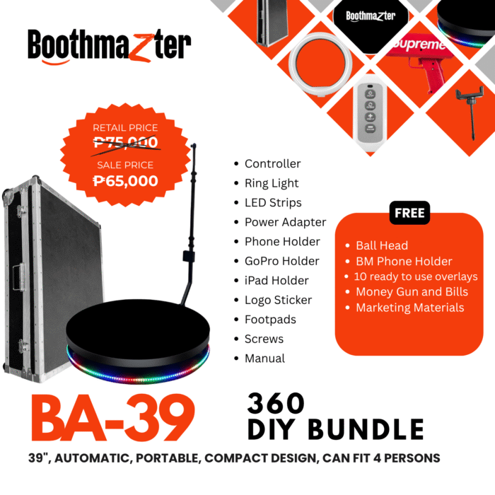BoothMazter BM - 39" 360 Video Booth (Automatic Spin with Travel Case)