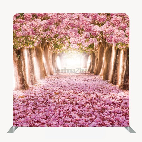 8ft x 8ft Pink Flowers Wedding Party Pillow Tension Fabric Backdrop Only