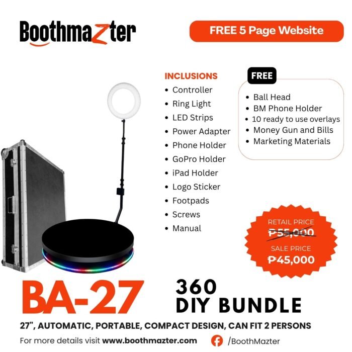 BoothMazter BM - 27" 360 Video Booth (Automatic Spin with Travel Case)