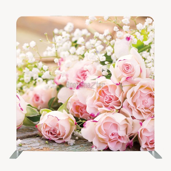 8ft x 8ft Big Flowers Wedding Party Pillow Tension Fabric Backdrop Only