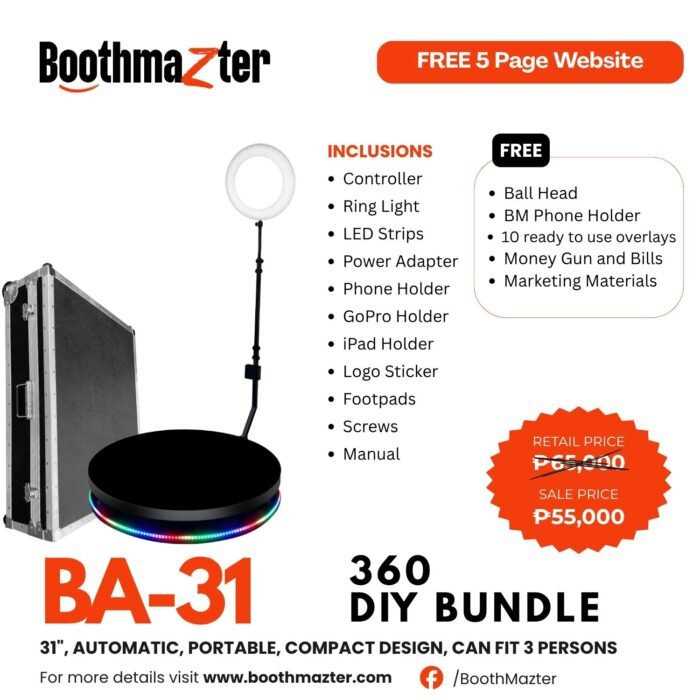 BoothMazter BM - 31" 360 Video Booth (Automatic Spin with Travel Case)