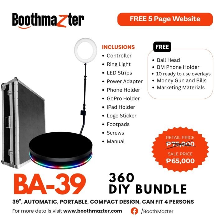 BoothMazter BM - 39" 360 Video Booth (Automatic Spin with Travel Case)
