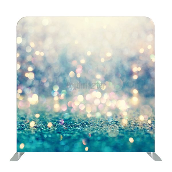 8ft x 8ft Blue Glitter Wedding Party Pillow Tension Fabric Backdrop Only