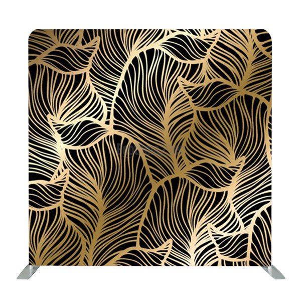 8ft x 8ft Black Gold Leaves Pillow Tension Fabric Backdrop Only
