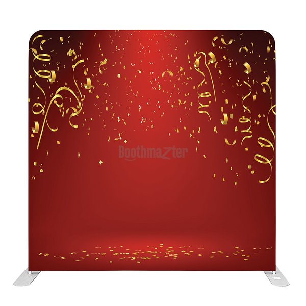 8ft x 8ft Red Gold Confetti Pillow Tension Fabric Backdrop Only